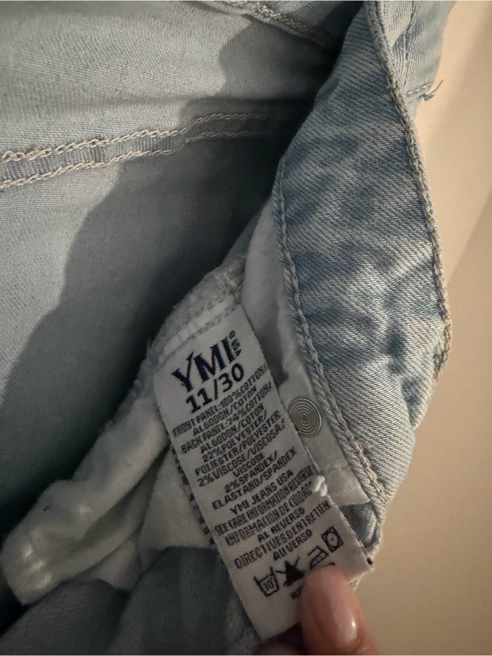 YMI - Light Blue Denim Distressed High Rise Shorts - Women’s 11/30 - Picture 3 of 5